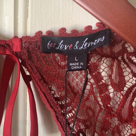 For Love & Lemons Lace Dress Size L Burgundy NWT - Picture 3 of 11